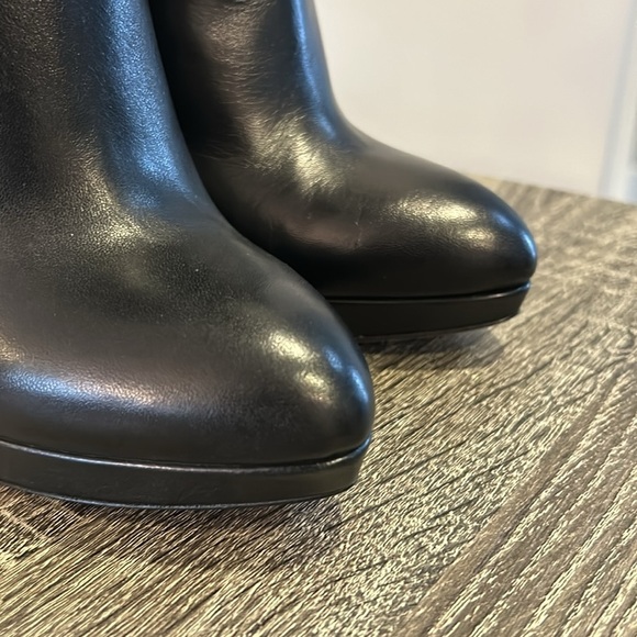 Prada Black Leather Bootie Ruffle Platform Heel size 40/10 - Picture 12 of 15